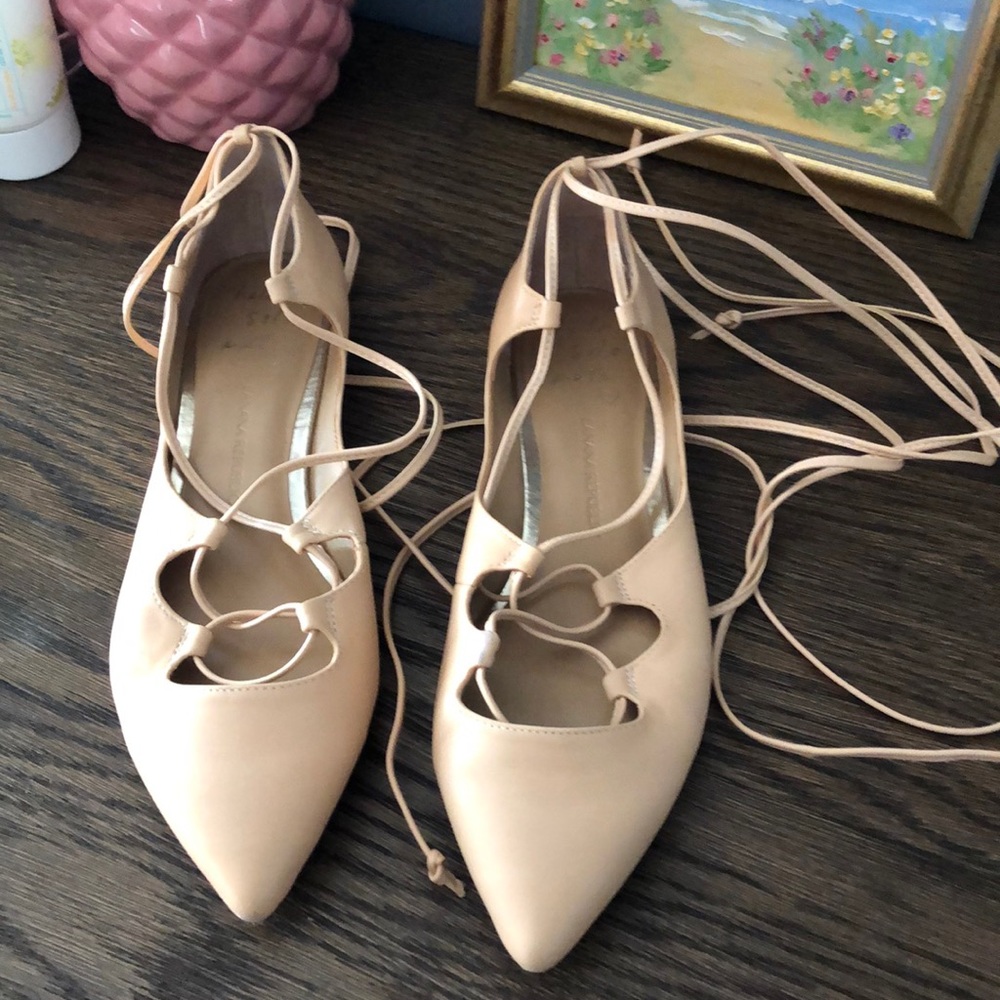 Pink Lace Up Flats